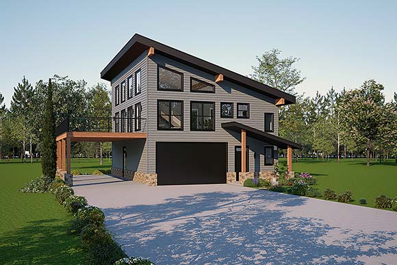 Contemporary, Modern House Plan 100373 with 3 Beds, 3 Baths, 3 Car Garage Elevation