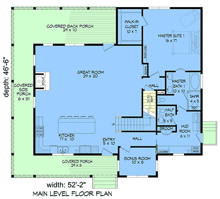Country, Farmhouse House Plan 100377 with 3 Beds, 3 Baths, 2 Car Garage First Level Plan