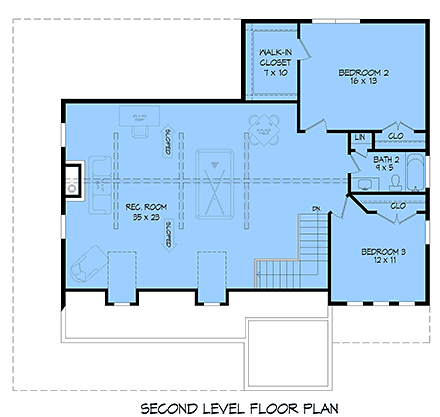 Country, Farmhouse House Plan 100377 with 3 Beds, 3 Baths, 2 Car Garage Second Level Plan