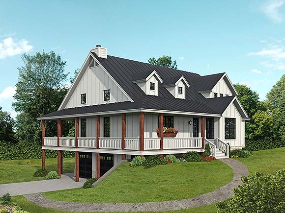 Country, Farmhouse House Plan 100377 with 3 Beds, 3 Baths, 2 Car Garage Elevation