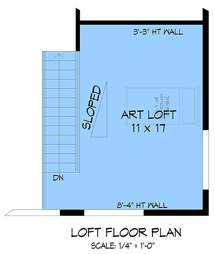 Cabin, Modern House Plan 100378 with 2 Beds, 1 Baths Second Level Plan