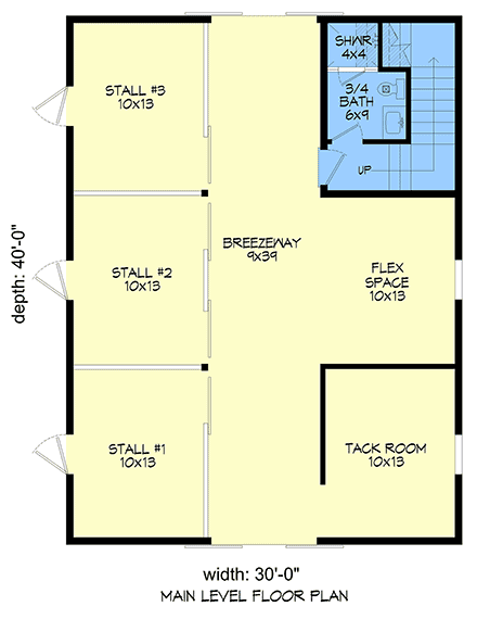 Country Garage-Living Plan 100381 with 1 Beds, 2 Baths First Level Plan