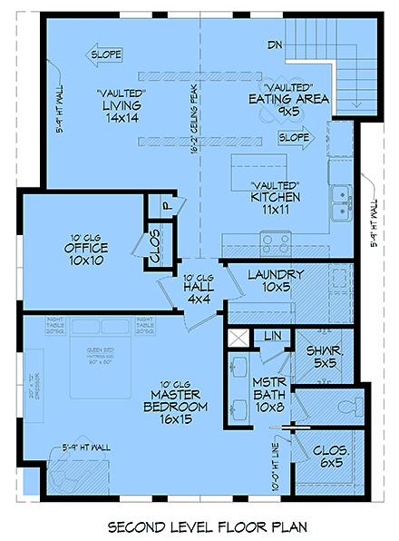 Country Garage-Living Plan 100381 with 1 Beds, 2 Baths Second Level Plan