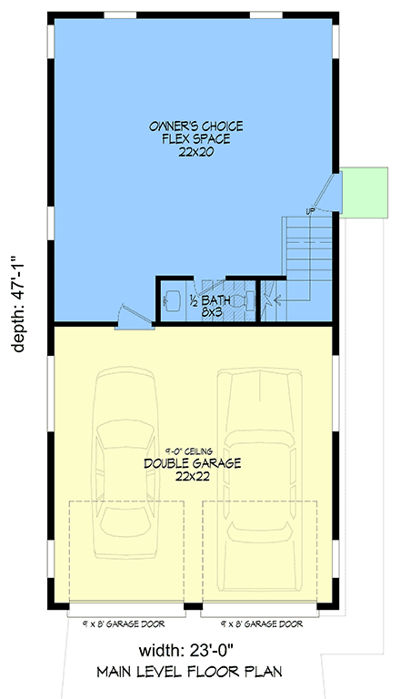Contemporary Garage-Living Plan 100385 with 2 Beds, 2 Baths, 2 Car Garage First Level Plan