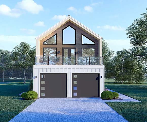 Contemporary Garage-Living Plan 100385 with 2 Beds, 2 Baths, 2 Car Garage Elevation