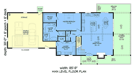 Cottage, Country, Craftsman House Plan 100386 with 3 Beds, 3 Baths, 2 Car Garage First Level Plan