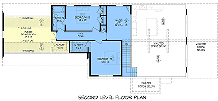 Cottage, Country, Craftsman House Plan 100386 with 3 Beds, 3 Baths, 2 Car Garage Second Level Plan