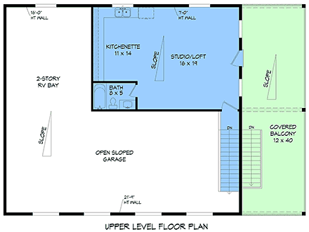 Modern Garage-Living Plan 100388, 3 Car Garage Second Level Plan