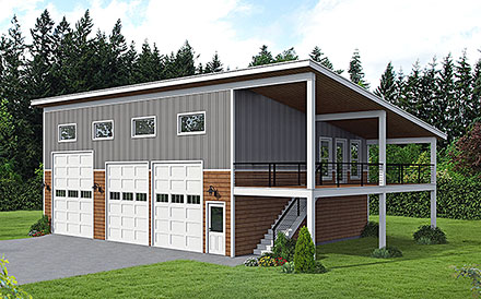 Garage-Living Plan 100388