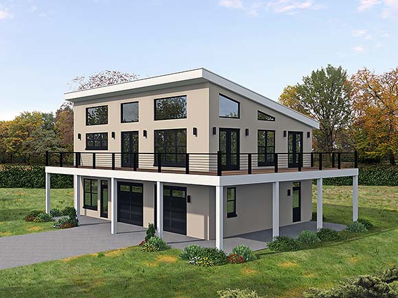 Contemporary, Modern Garage-Living Plan 100389 with 3 Beds, 3 Baths, 2 Car Garage Elevation