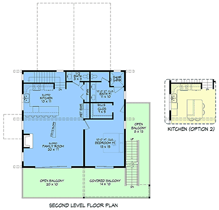 Contemporary, Modern House Plan 100390 with 3 Beds, 3 Baths, 2 Car Garage Second Level Plan