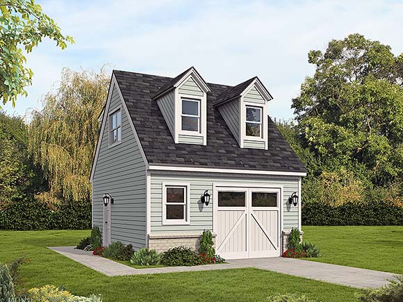 Country, Traditional 1 Car Garage Plan 100391 Elevation