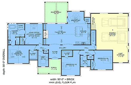 Contemporary, Farmhouse, New American House Plan 100392 with 4 Beds, 3 Baths, 2 Car Garage First Level Plan