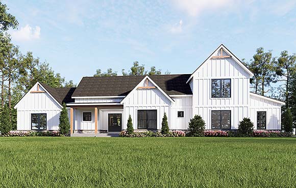 Contemporary, Farmhouse, New American House Plan 100392 with 4 Beds, 3 Baths, 2 Car Garage Elevation