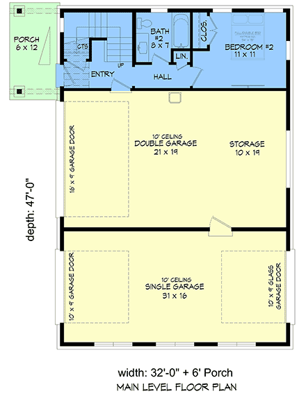 Contemporary House Plan 100396 with 2 Beds, 3 Baths, 3 Car Garage First Level Plan