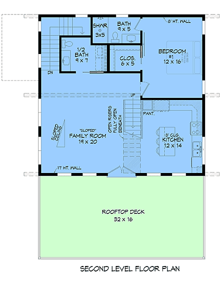 Contemporary House Plan 100396 with 2 Beds, 3 Baths, 3 Car Garage Second Level Plan