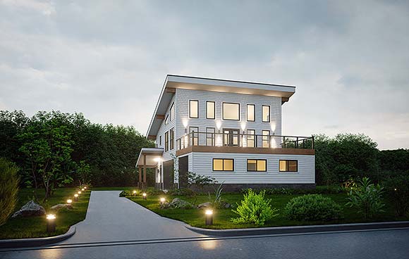 Contemporary House Plan 100396 with 2 Beds, 3 Baths, 3 Car Garage Elevation
