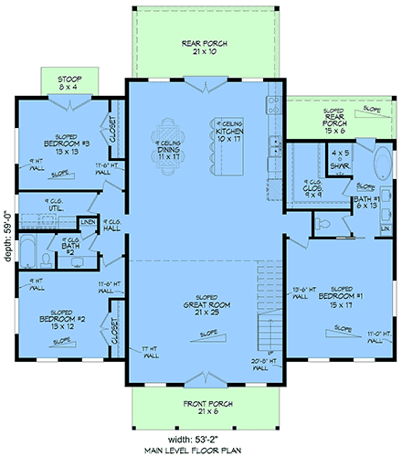 Barndominium, Contemporary House Plan 100399 with 3 Beds, 2 Baths First Level Plan