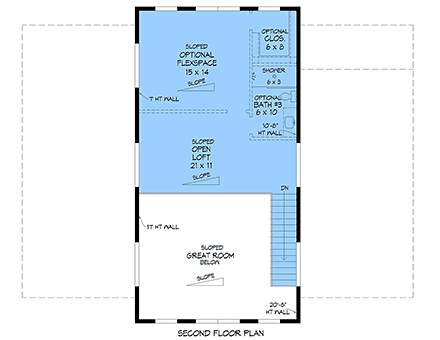 Barndominium, Contemporary House Plan 100399 with 3 Beds, 2 Baths Second Level Plan