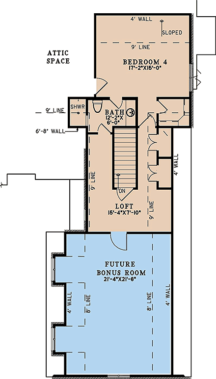 Craftsman, European, French Country House Plan 100405 with 4 Beds, 5 Baths, 2 Car Garage Second Level Plan