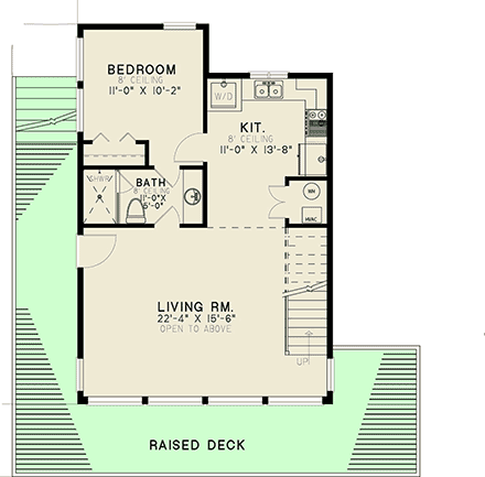 Contemporary, Modern House Plan 100412 with 1 Beds, 1 Baths First Level Plan