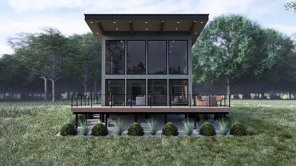Contemporary, Modern House Plan 100412 with 1 Beds, 1 Baths Elevation