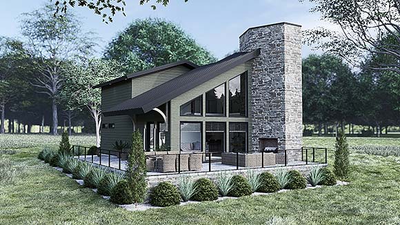 Modern House Plan 100413 with 3 Beds, 2 Baths, 1 Car Garage Elevation