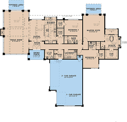 Contemporary, Modern House Plan 100414 with 3 Beds, 4 Baths, 3 Car Garage First Level Plan
