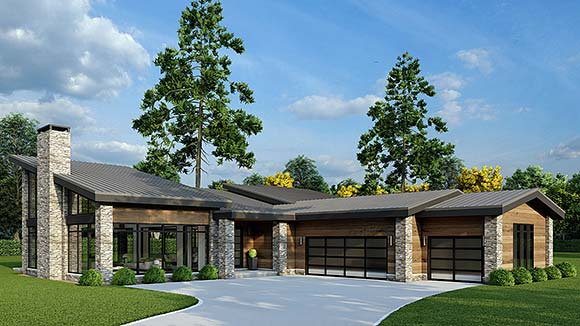 Contemporary, Modern House Plan 100414 with 3 Beds, 4 Baths, 3 Car Garage Elevation