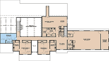 Country, Craftsman, Farmhouse, Traditional House Plan 100419 with 5 Beds, 7 Baths, 4 Car Garage Second Level Plan