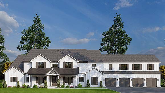 Country, Craftsman, Farmhouse, Traditional House Plan 100419 with 5 Beds, 7 Baths, 4 Car Garage Elevation