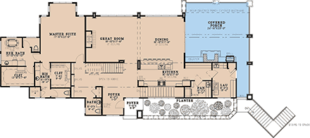 Contemporary, Mediterranean House Plan 100422 with 4 Beds, 7 Baths, 3 Car Garage First Level Plan