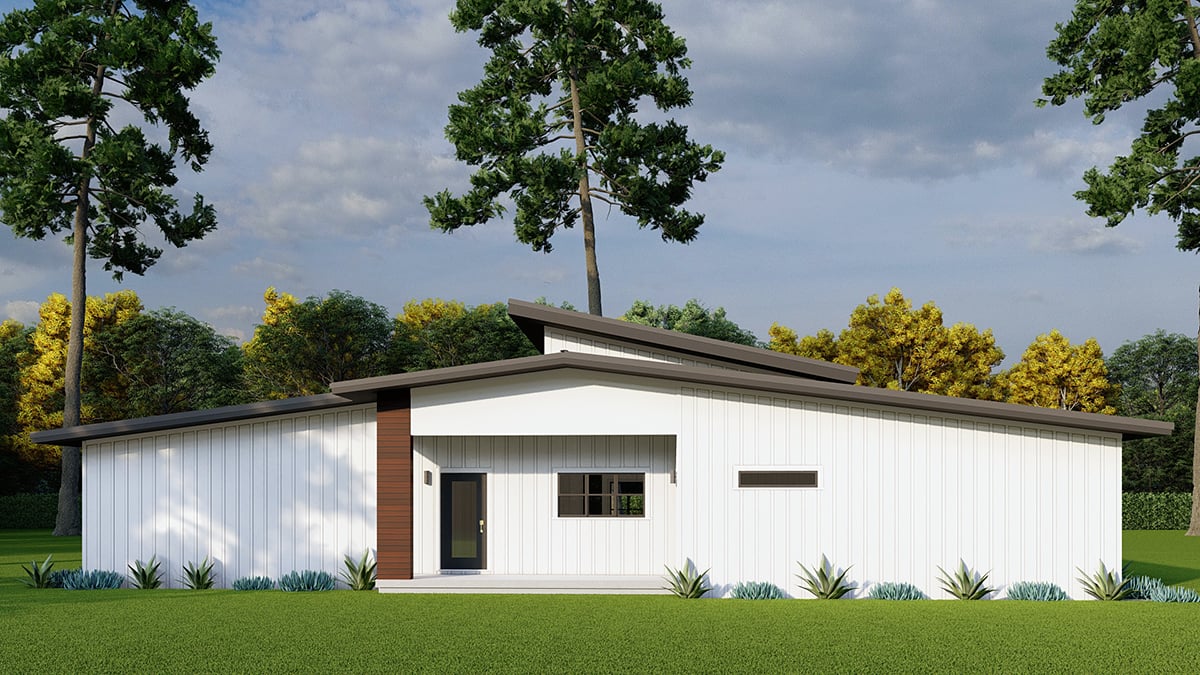 Contemporary, Modern Plan with 2219 Sq. Ft., 3 Bedrooms, 2 Bathrooms, 1 Car Garage Rear Elevation