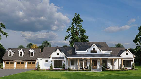 Craftsman, Farmhouse House Plan 100425 with 3 Beds, 5 Baths, 3 Car Garage Elevation