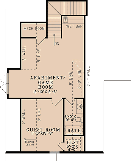 Craftsman, European House Plan 100428 with 6 Beds, 7 Baths, 5 Car Garage Second Level Plan
