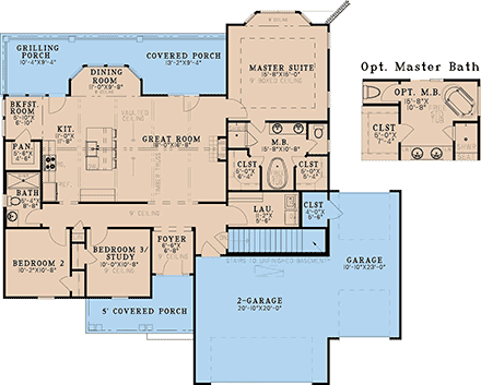 Contemporary, Country, Farmhouse, Traditional House Plan 100429 with 3 Beds, 2 Baths, 2 Car Garage First Level Plan