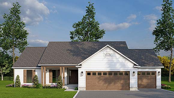Contemporary, Country, Farmhouse, Traditional House Plan 100429 with 3 Beds, 2 Baths, 2 Car Garage Elevation
