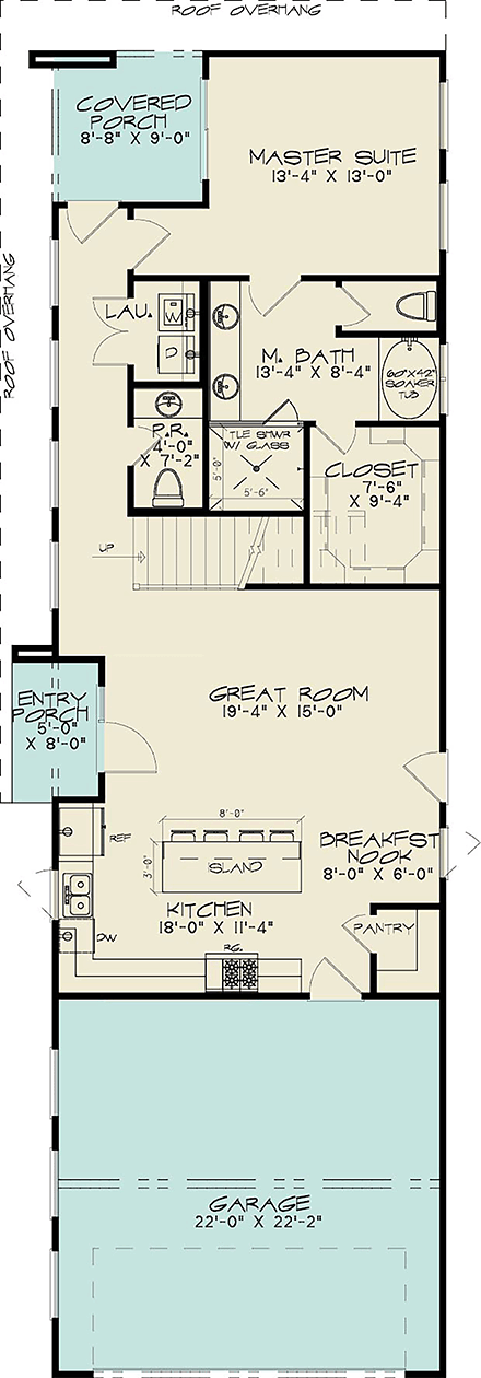 Contemporary, Modern House Plan 100431 with 3 Beds, 3 Baths, 2 Car Garage First Level Plan