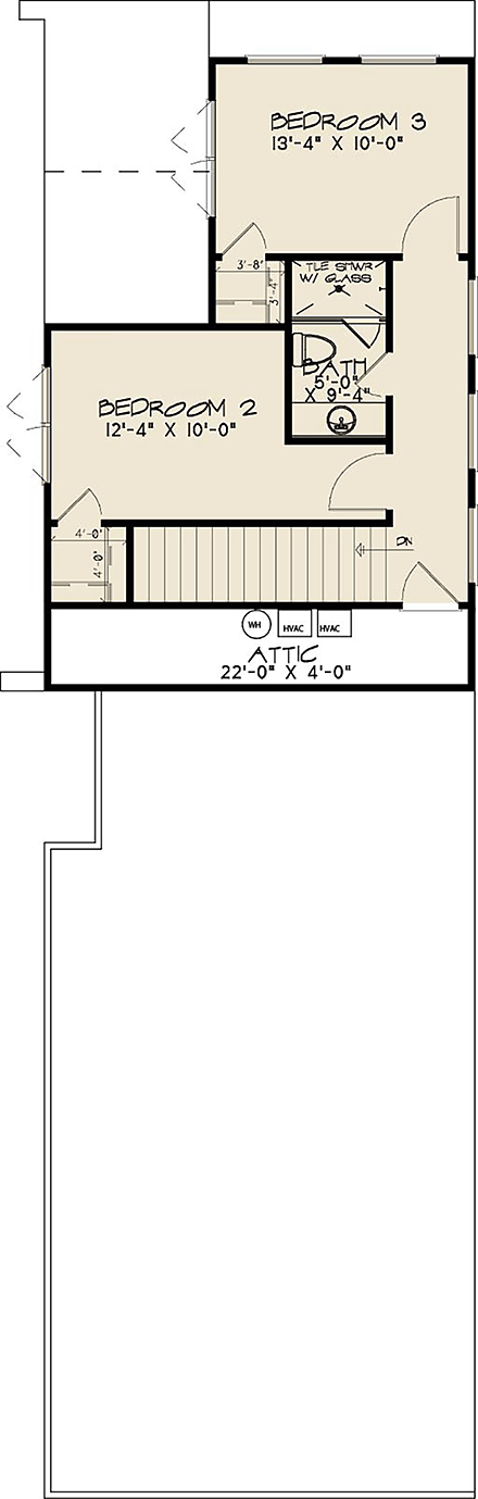 Contemporary, Modern House Plan 100431 with 3 Beds, 3 Baths, 2 Car Garage Second Level Plan