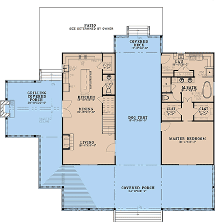 Cabin, Cottage House Plan 100435 with 3 Beds, 4 Baths First Level Plan