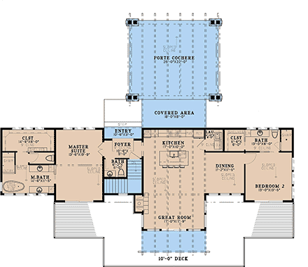 Contemporary, Modern House Plan 100436 with 2 Beds, 4 Baths First Level Plan