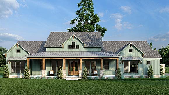 Contemporary, Country, Craftsman, Farmhouse House Plan 100440 with 3 Beds, 4 Baths, 3 Car Garage Elevation