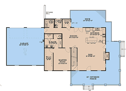 Country, Farmhouse House Plan 100444 with 3 Beds, 4 Baths, 2 Car Garage First Level Plan