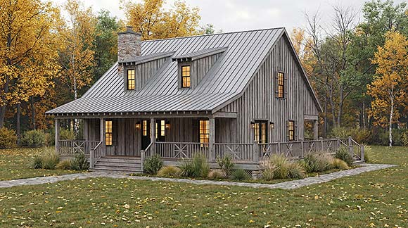 Cabin, Cottage House Plan 100445 with 2 Beds, 2 Baths Elevation