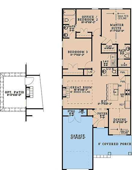 Cottage, Craftsman, Traditional House Plan 100453 with 3 Beds, 3 Baths, 1 Car Garage First Level Plan