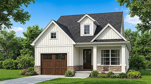 Cottage, Craftsman, Traditional House Plan 100453 with 3 Beds, 3 Baths, 1 Car Garage Elevation