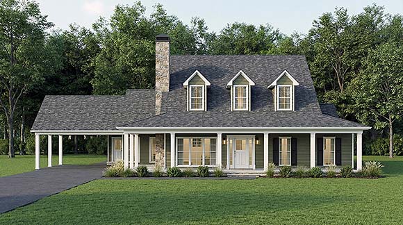 Contemporary, Country, Farmhouse House Plan 100454 with 3 Beds, 2 Baths, 2 Car Garage Elevation