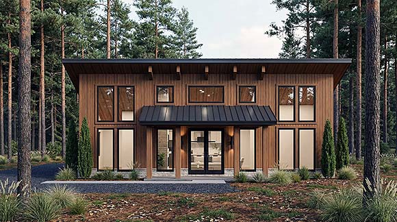 Cabin, Coastal, Country, Modern House Plan 100455 with 3 Beds, 2 Baths, 2 Car Garage Elevation