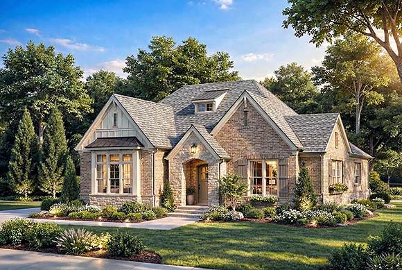 Bungalow, Cottage House Plan 100457 with 2 Beds, 3 Baths, 2 Car Garage Elevation