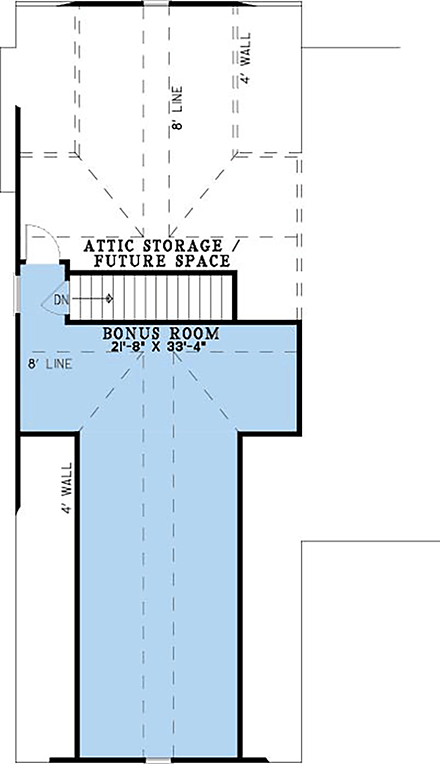 Country, Farmhouse, Southern House Plan 100461 with 4 Beds, 4 Baths, 2 Car Garage Second Level Plan